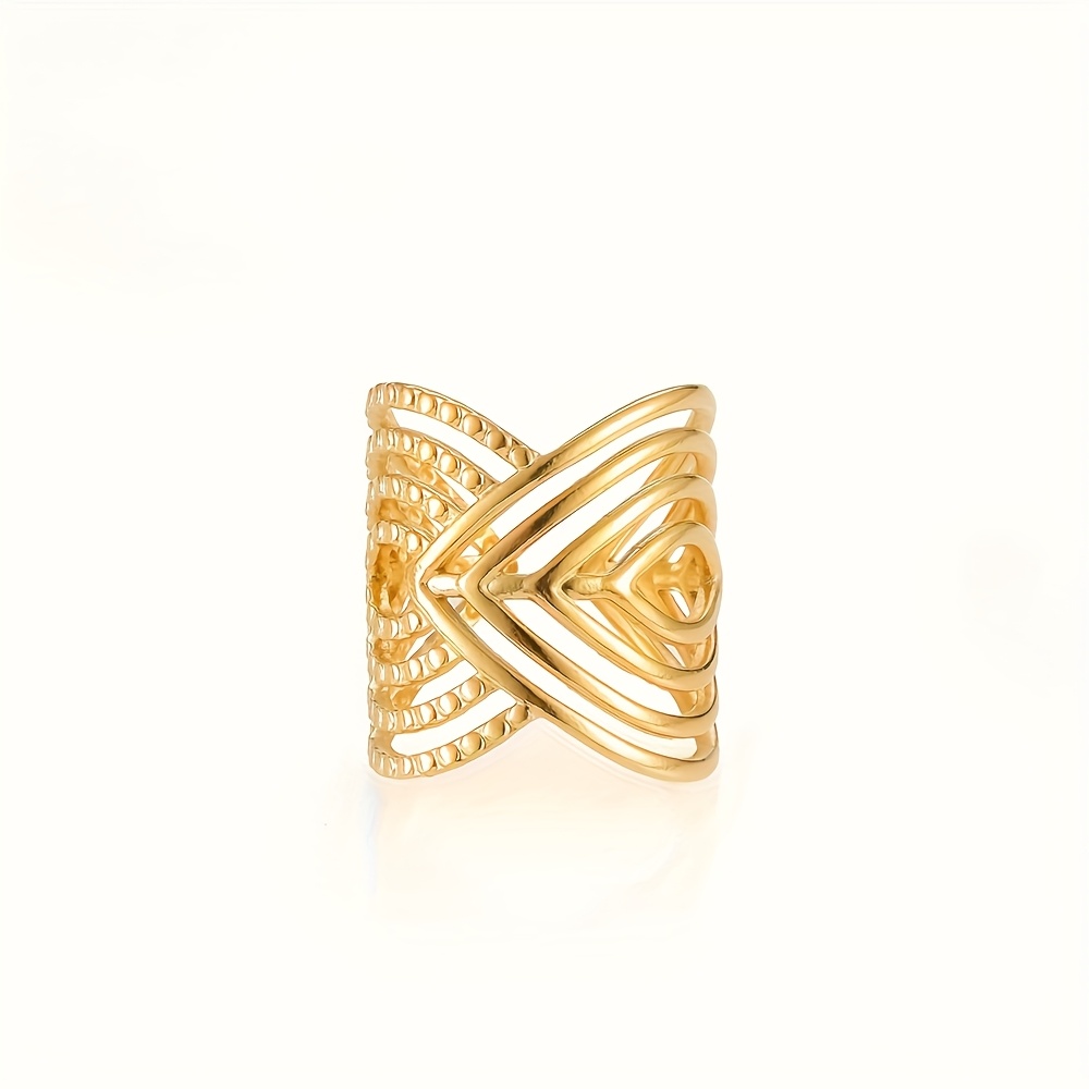 Women's Adjustable Golden Plated Stainless Steel Chunky Boho Ring